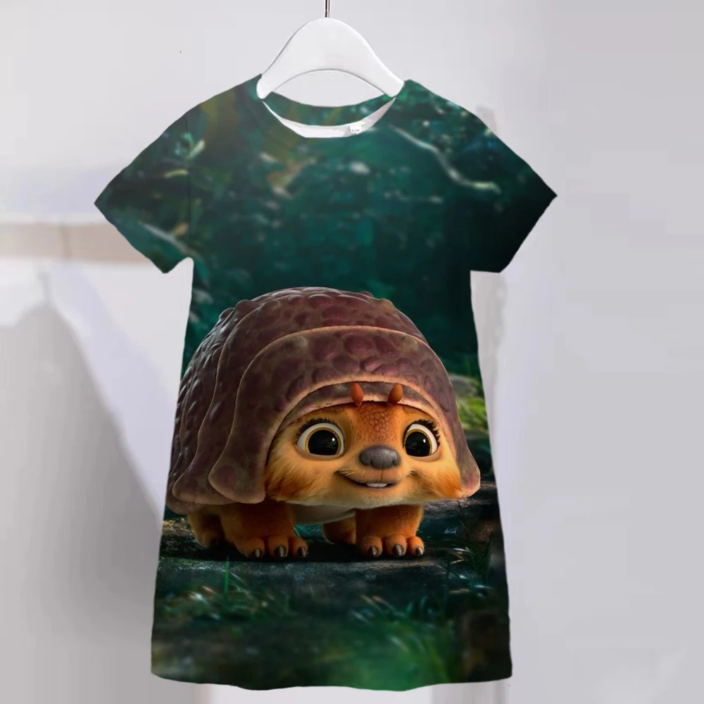 Girls Disney Dragon Hunting Legend RAYA T-Shirt Cartoon Cute Printing 3D Girls Clothes T-Shirt dress Kids 2022 Summer T-Shirt images - 6