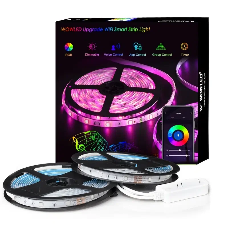 

HMTX 1 Set, WOWLED Upgraded 32.8ft Alexa LED Strip Lights, Smart WiFi Strip Lights, Compatible With Google Home, APP Controlled,