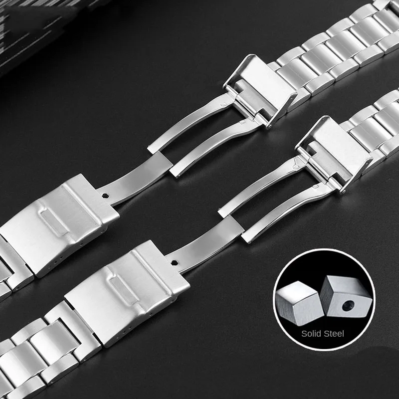Solid stainless steel strap suitable for Longines Concas steel band L3.642.4 L3.781.4 series watch chain accessories 21mm