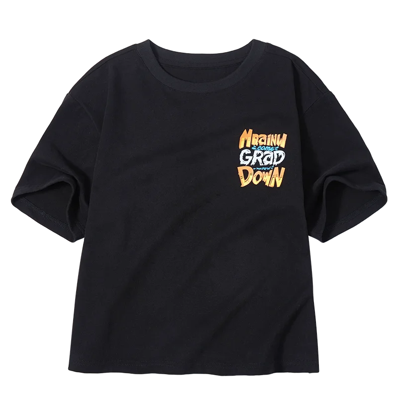 Детская футболка из хлопка с короткими рукавами и принтом |