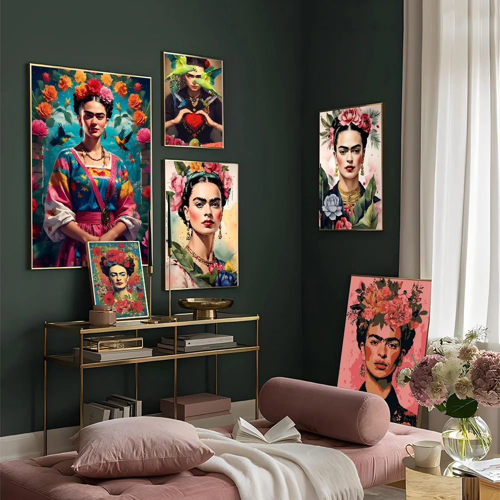 F-frida Painting K-kahlos Whitepaper Poster Waterproof Paper Sticker Coffee House Bar Aesthetic Art Wall
