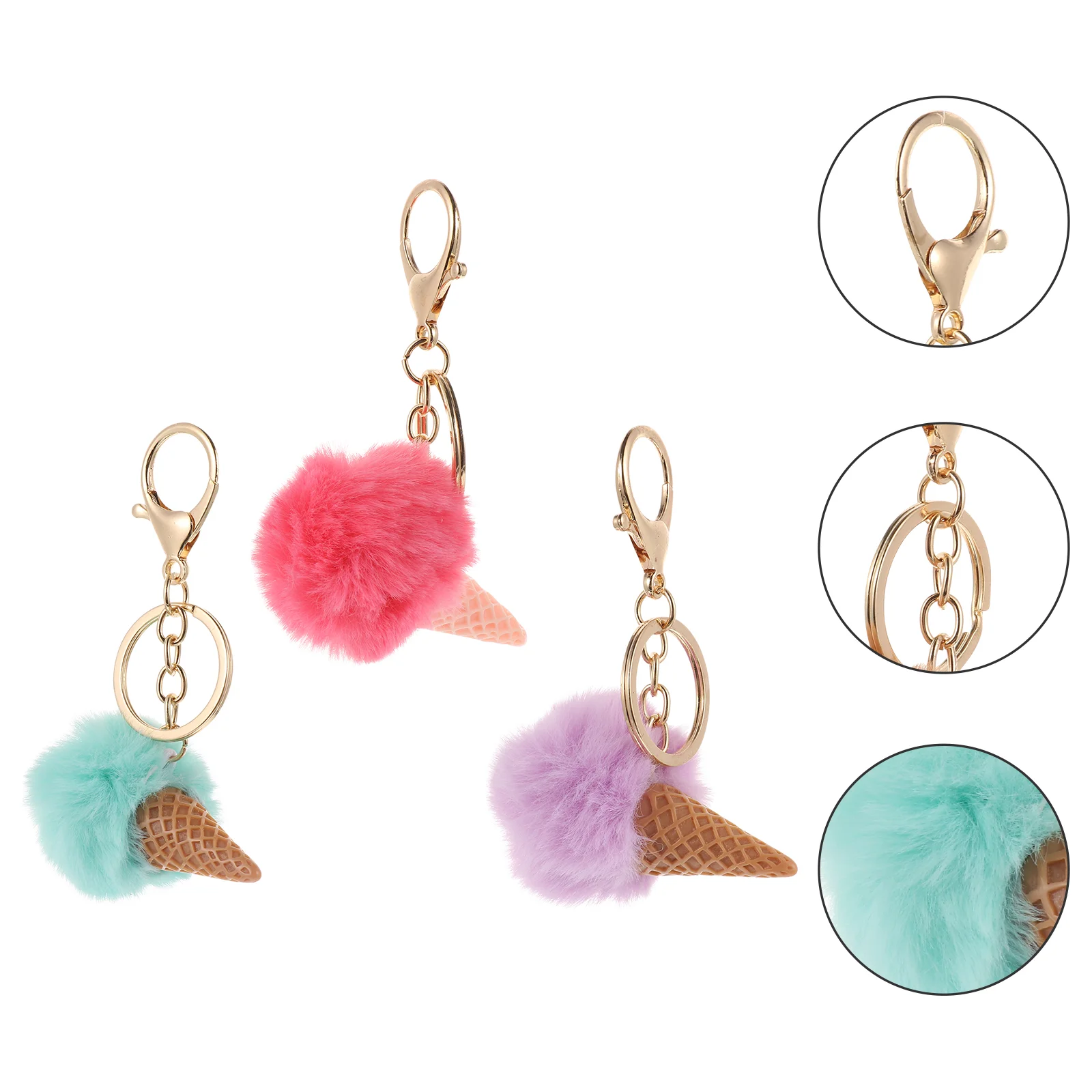 3 шт. роскошный пушистый брелок с мороженым для покупок детский конус имитация