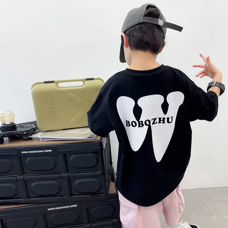 Летняя Красивая крутая повседневная детская футболка для мальчиков с мультяшным