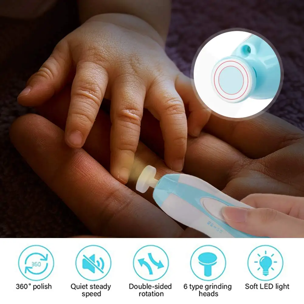 Electric Baby Nail Trimmer Upgraded Infant Safe Nail Clipper Kids Nail Care Scissors Newborn Toddler Nail File with LED Light