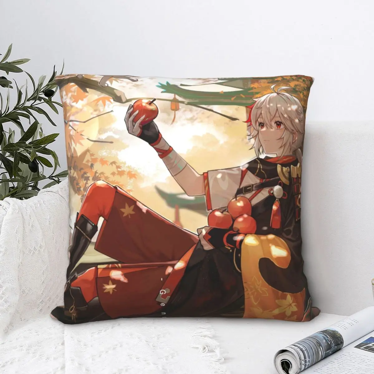 

Крутая диванная подушка Kazuha, Ранняя игрушка, Короткие подушки для домашнего дивана, стула, декоративный рюкзак