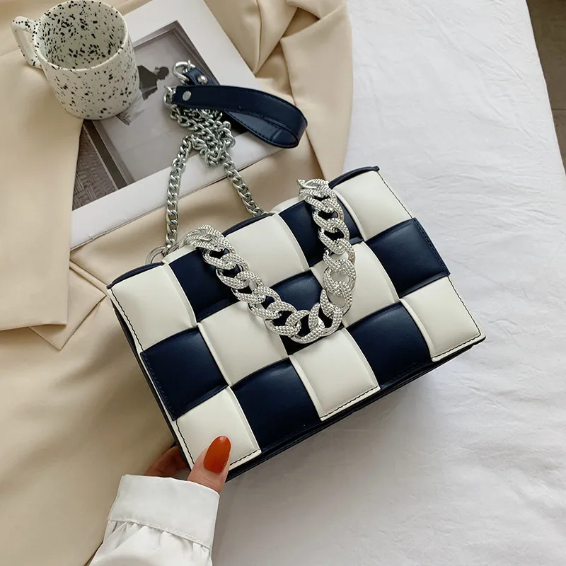 

Модная маленькая квадратная сумка Ins разных цветов, осень и зима 2022, новая Корейская версия, Сумка с вставками на цепочке, Сумка кросс-боди