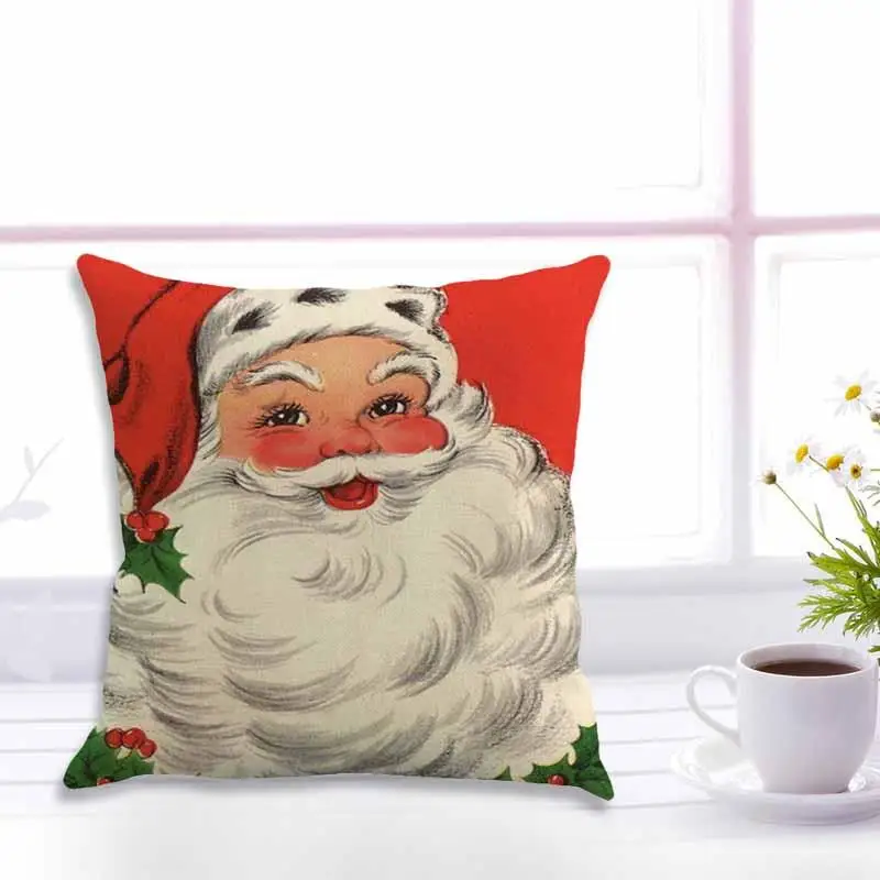 

Modern Trip Printed Pillowcase Linen Throw Cushion Santa Claus Single-sided Printed Sofa Bedroom Pillow Decorative Covers