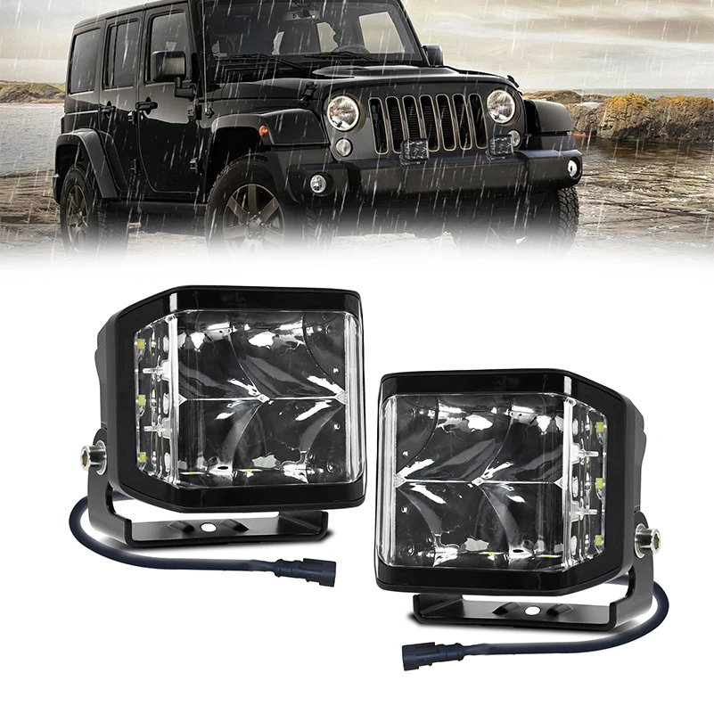 2 шт. Светодиодные белые рабочие фары 100 Вт 10000LM Внедорожные противотуманные для