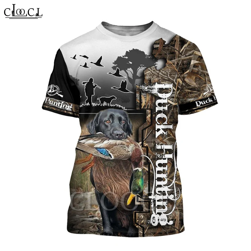 

CLOOCL Men T-shirt Beautiful Labrador Hunting Duck 3D Pattern Tee Shirt Women Short Sleeve Unisex Casual Streetwear Male Tops