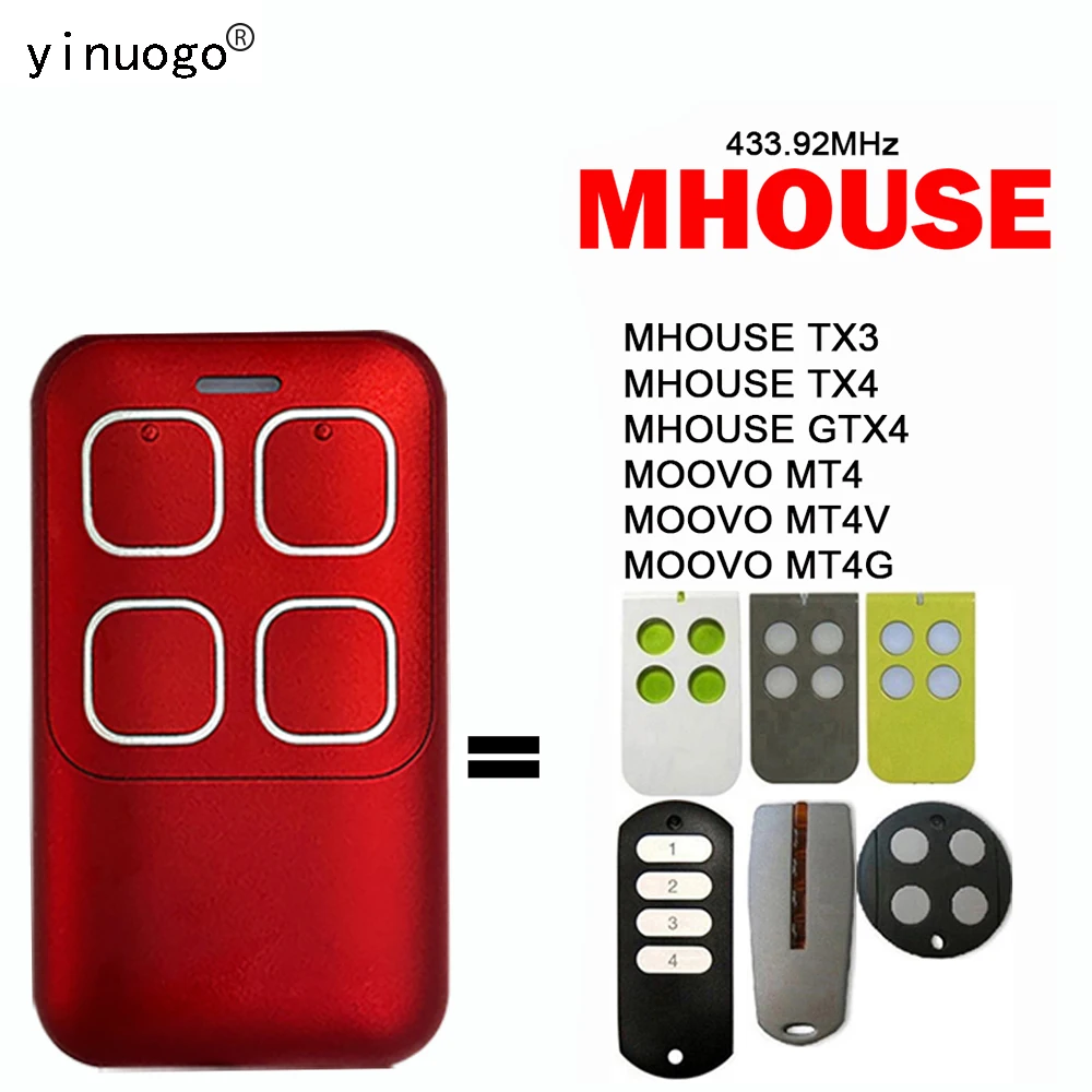 

NEW MOOVO MT4 MT4G MT4V Garage Door Remote Control Gate Myhouse MHOUSE TX4 TX3 GTX4 GTX4C 433.92MHz Garage Door Opener