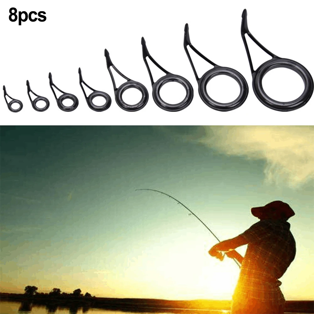 

8Pcs Mixed Size Fishing Top Rings Rod Pole Repair Kit Line Guides Eyes Sets Stainless Steel & Ceramic Fishing Rod Accessories