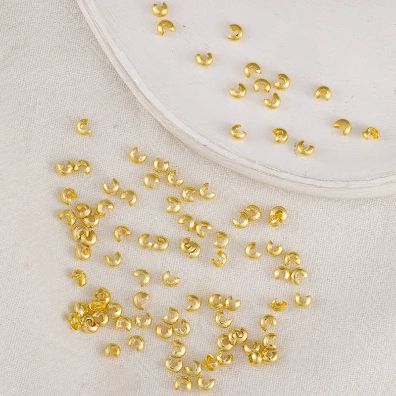 Open Crimp Covers End Beads Stopper Spacer 3mm 4mm 5mm Gold and Silver Color Plated Copper Jewellery Findings Diy Making Suppli