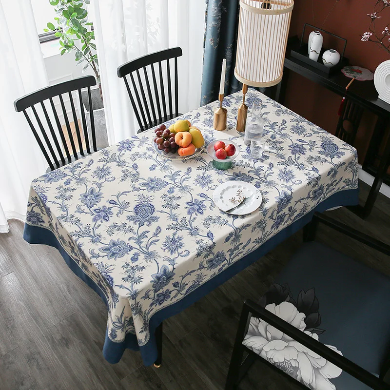 Китайский синий и белый фарфор большой круглый стол скатерть бытовая круглая