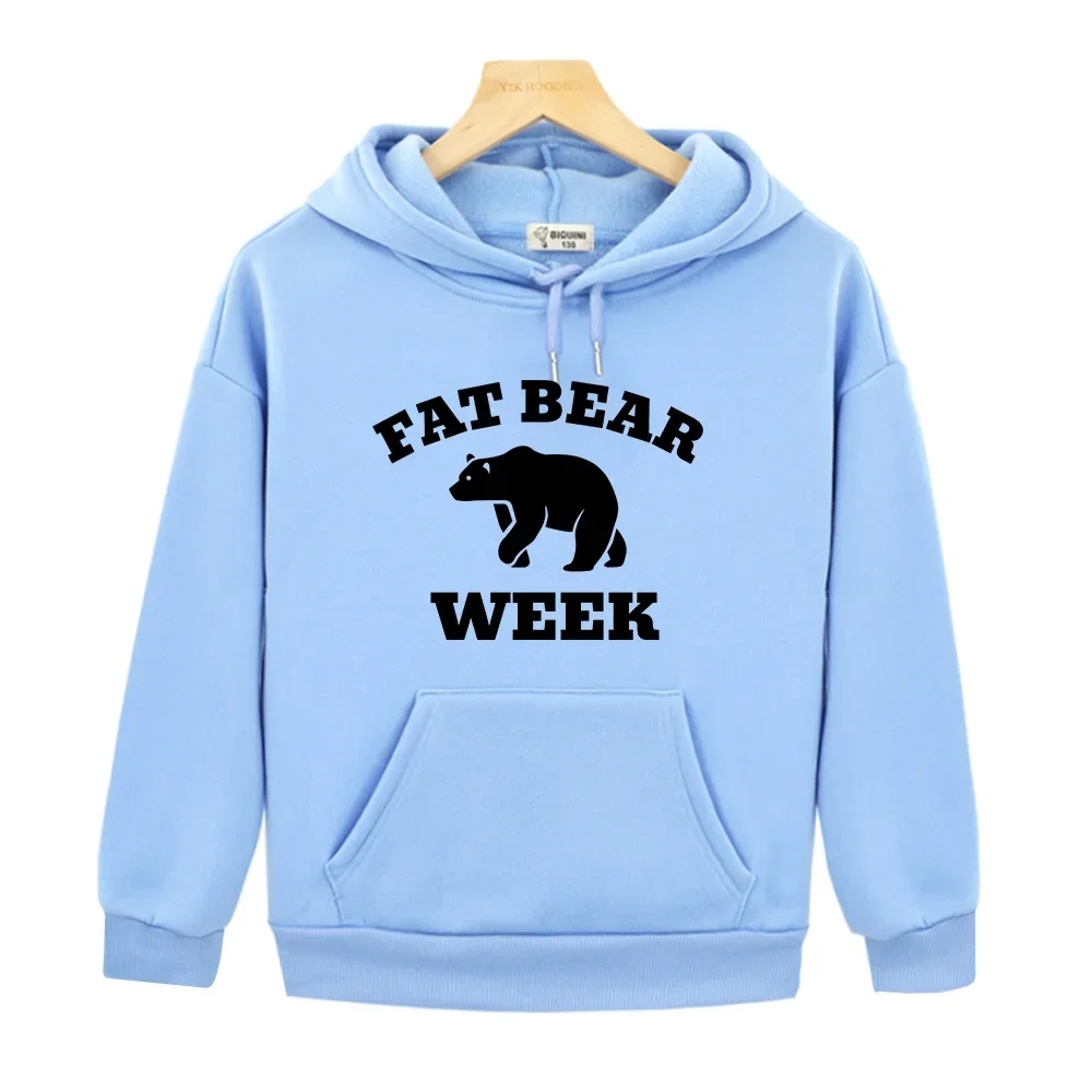 Фото Толстовки с милым принтом Fat Bear Week, уличная одежда, одежда для мальчиков и девочек, кавайные детские пуловеры с графическим принтом, толстовка с длинными рукавами №2