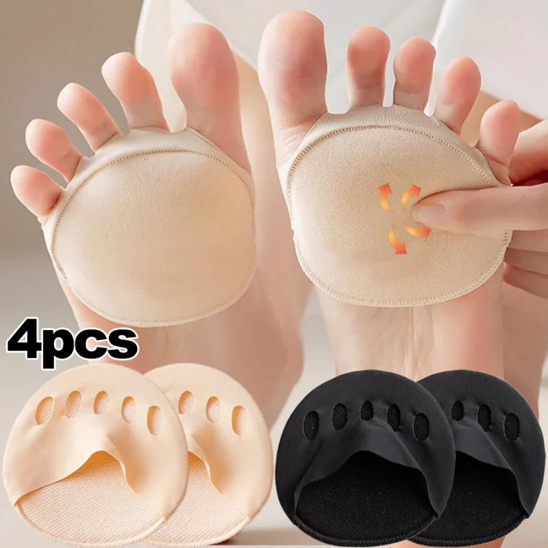 4Pcs Forefoot Pads Five Toes Socks for Women High Heels Half Insoles Calluses Corns Foot Pain Care Absorbs Shock Toe Pad Inserts