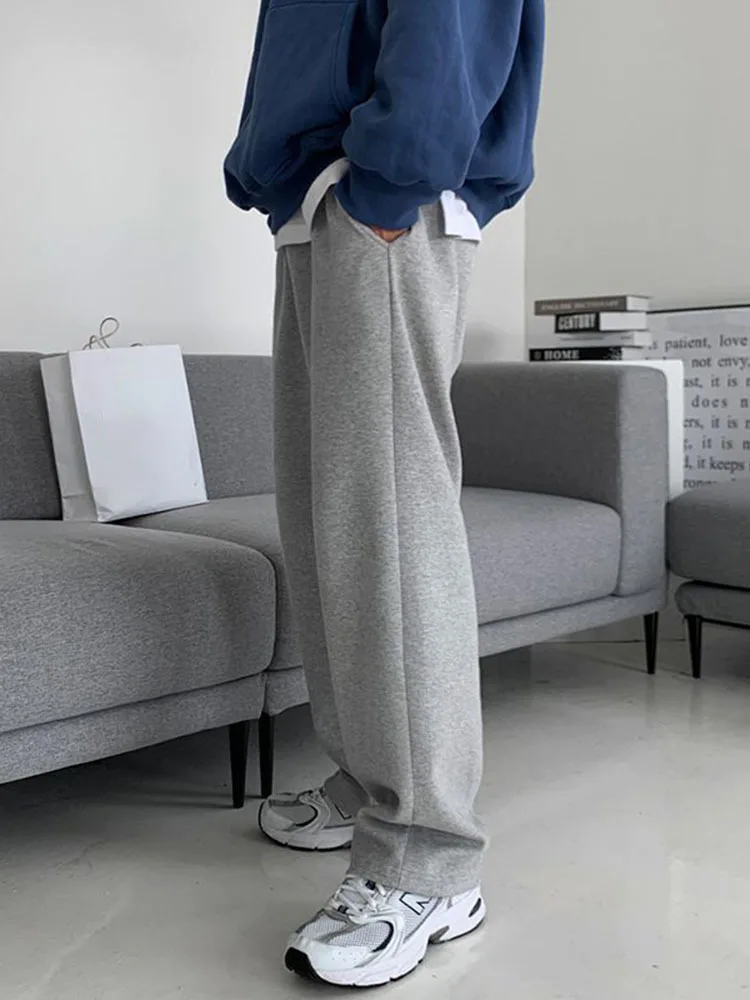 

ZCSMLL Men's Pants Spring Autumn Korean Loose Straight Tube Wide Leg Versatile Cotton Solid Color Fashion Male Trousers