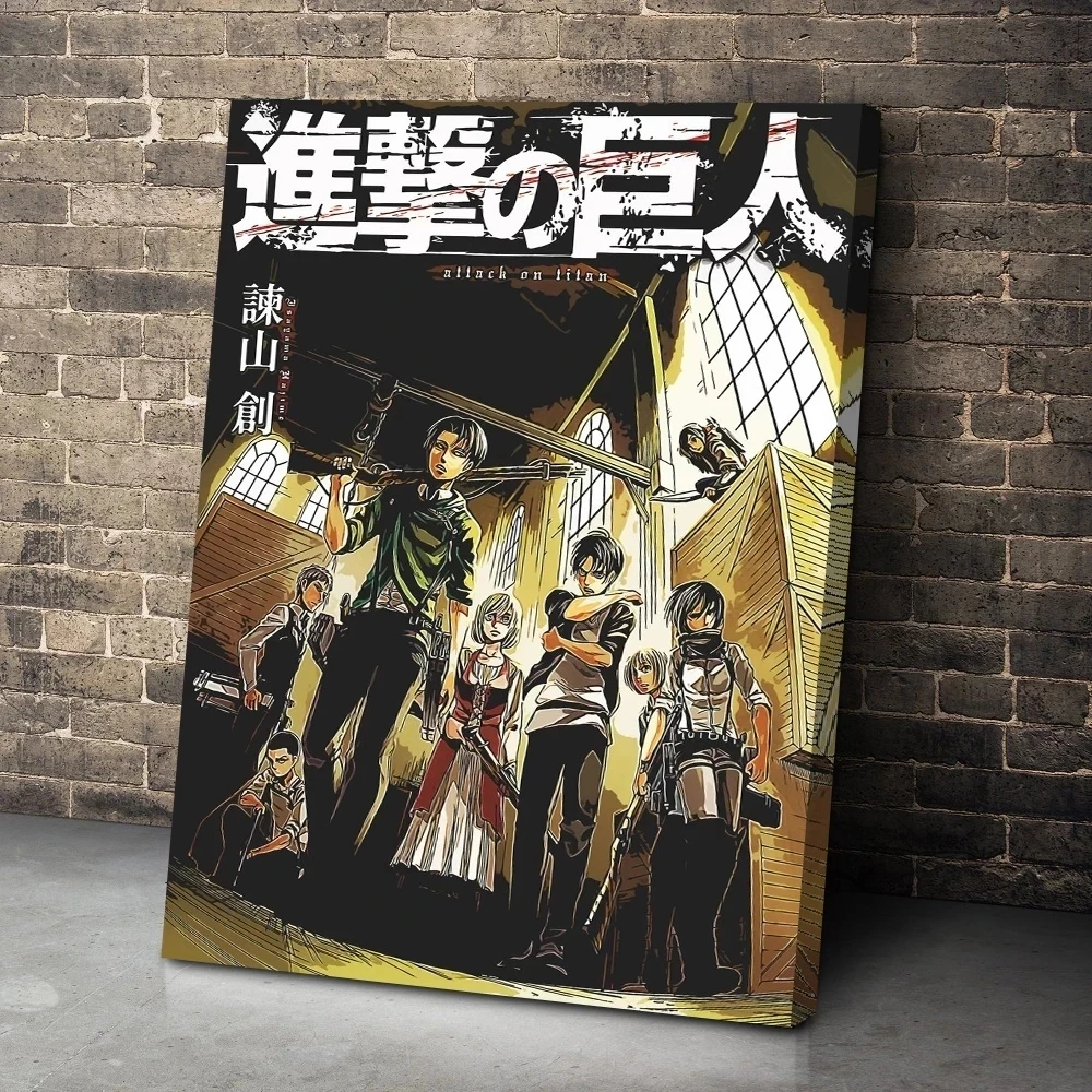 

Wall Art Canvas Painting Picture Attack On Titan Anime Japan Black Print Home Decor Poster Cuadros For Living Room No Framework