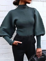 tossy women solid turtleneck knitted corpped sweater female casual fashion pullover white sweater jumper 2022 autumn streetwear