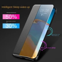 genuine leather flip cover for oppo reno4 5pro reno4se oppo a72 case luxury original smart touch view wake sleep up protection