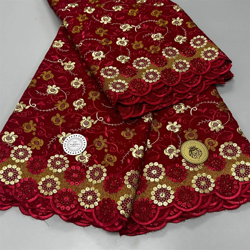 

African Lafaya 100% Cotton Lace Fabric with Stones 2023 Hot Selling Swiss Voile Lace in switzerland For Sewing Woman Dresses