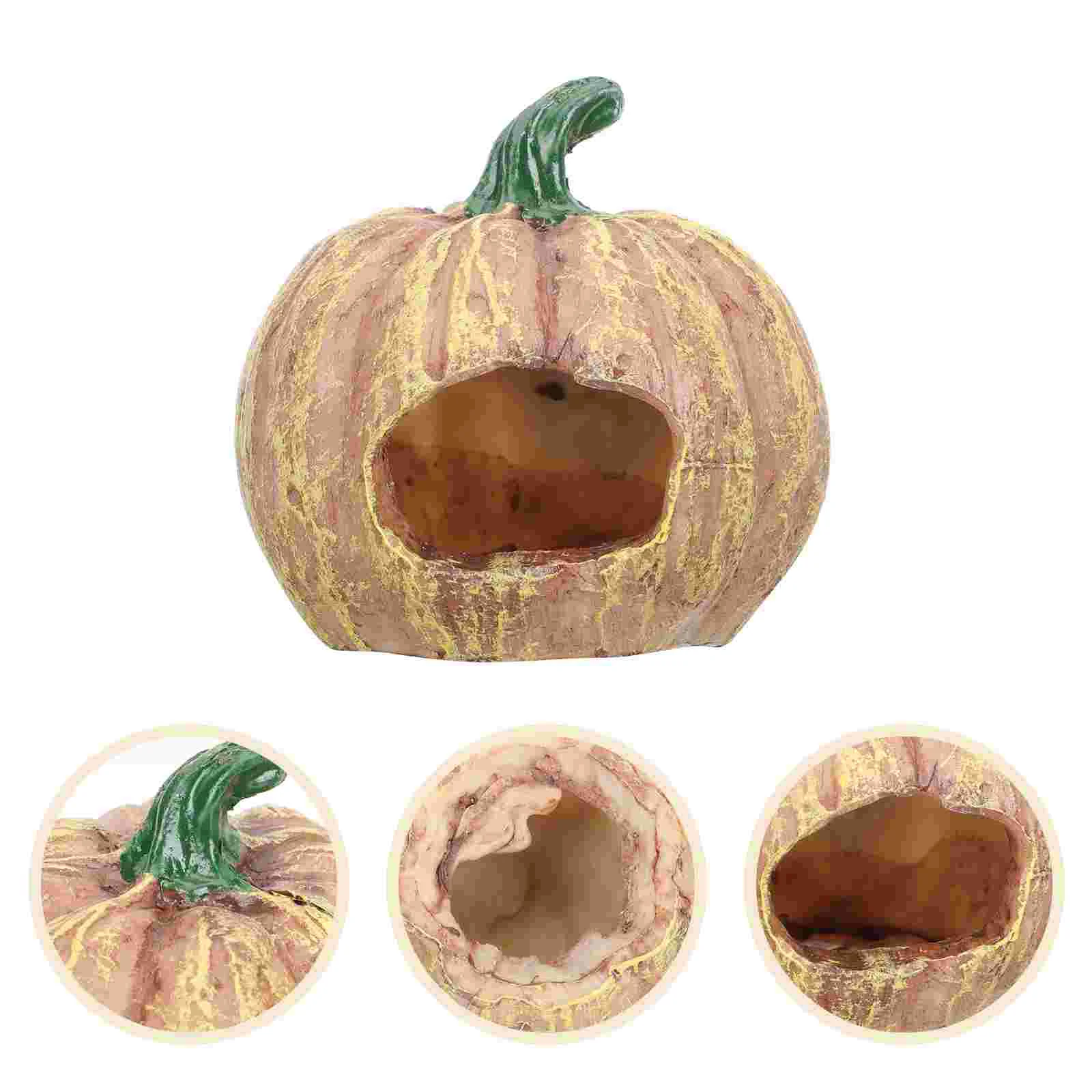 

Fish Tank Pumpkin Adornment Shrimp Hideaway Decor Aquarium Fish Breeding House