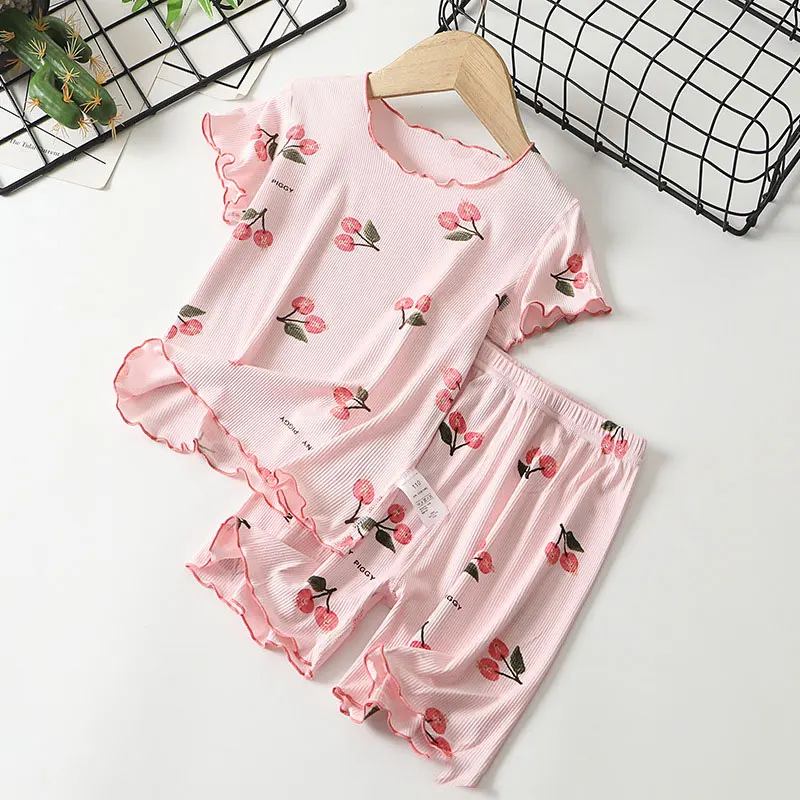Girls Pajamas Sets New Summer Children's Sleepwear Ice Silk Pijamas for Kids Breathable Baby Clothing Set Toddler Underwear
