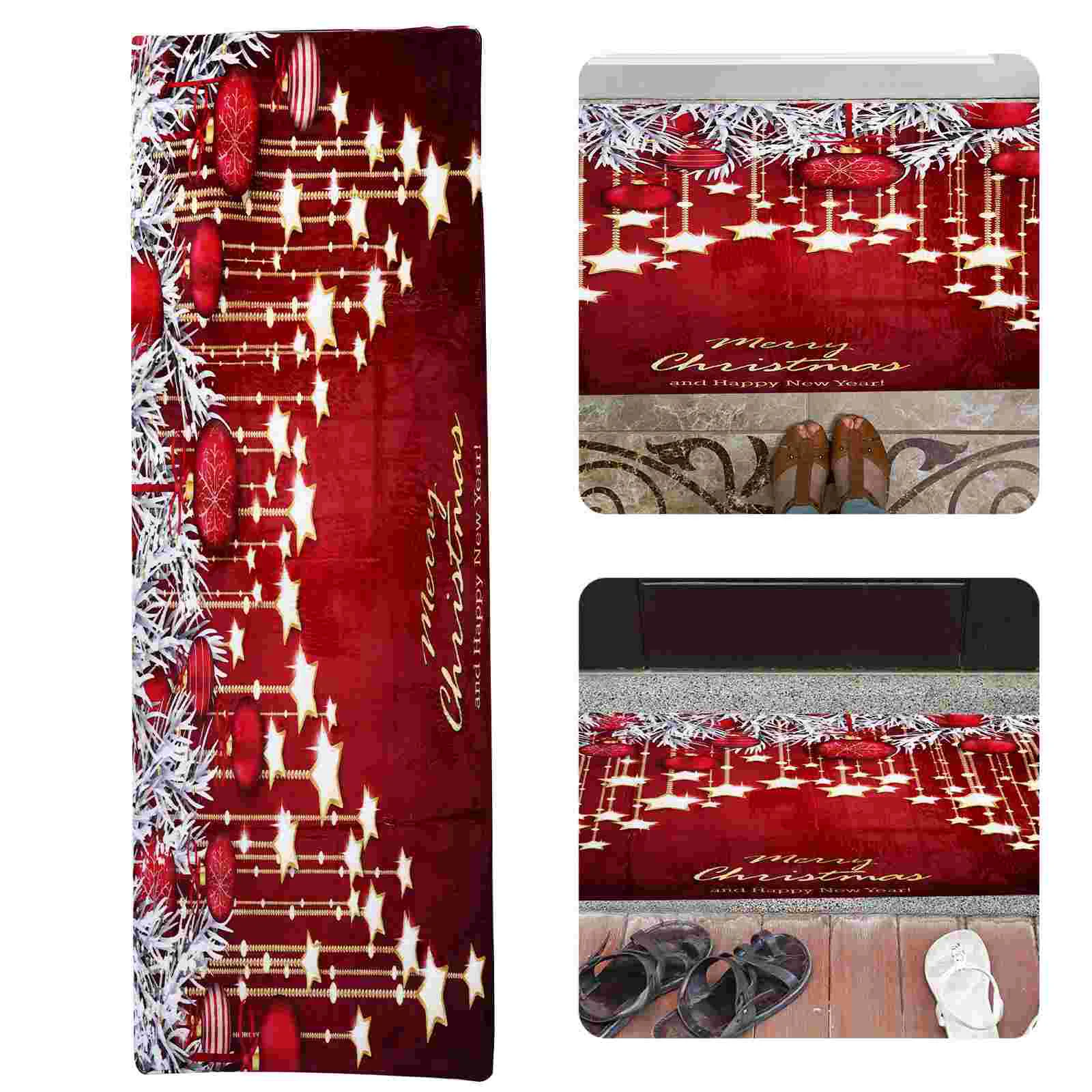 

1Pc Christmas Decorative Carpet Festival Floor Pad Practical Anti-skid Rug