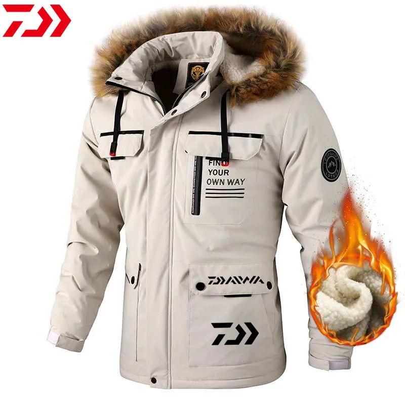 

Daiwa Winter Fishing Clothes Windproof Waterproof Plus Velvet Keep Warm Fishing Jacket Men Outdoor Sport Mountaineering Jacket