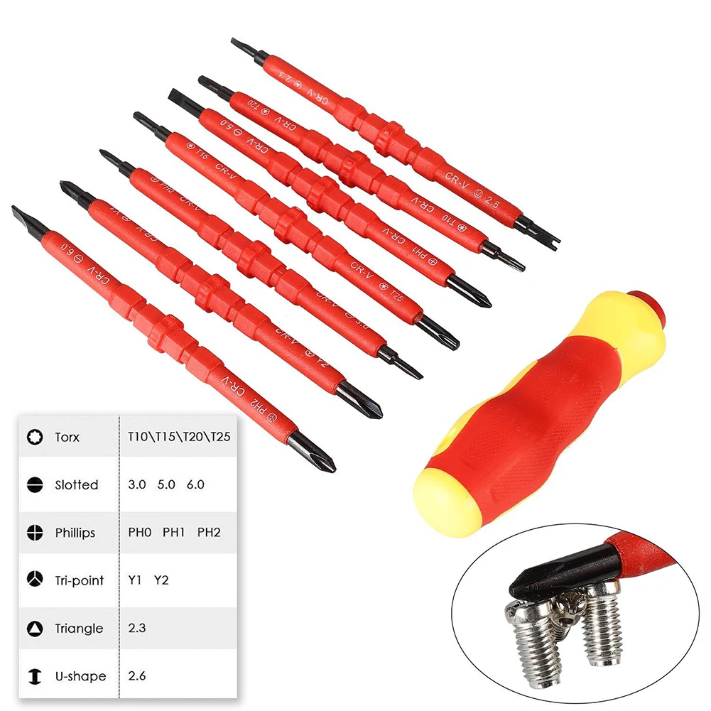 

8PCS Multi-Purpose Electricians Screwdriver Bit Set For Electrical Insulated Repaire Kit Household Repairing Maintenance Tools