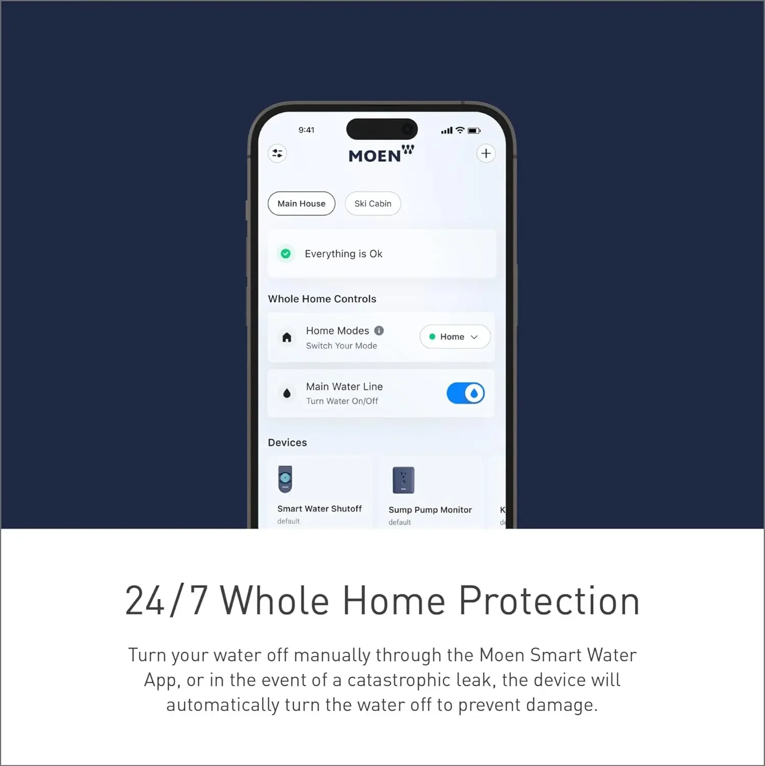 Умный датчик утечки воды Moen Flo и автоматический отключения Wi-Fi подключенный