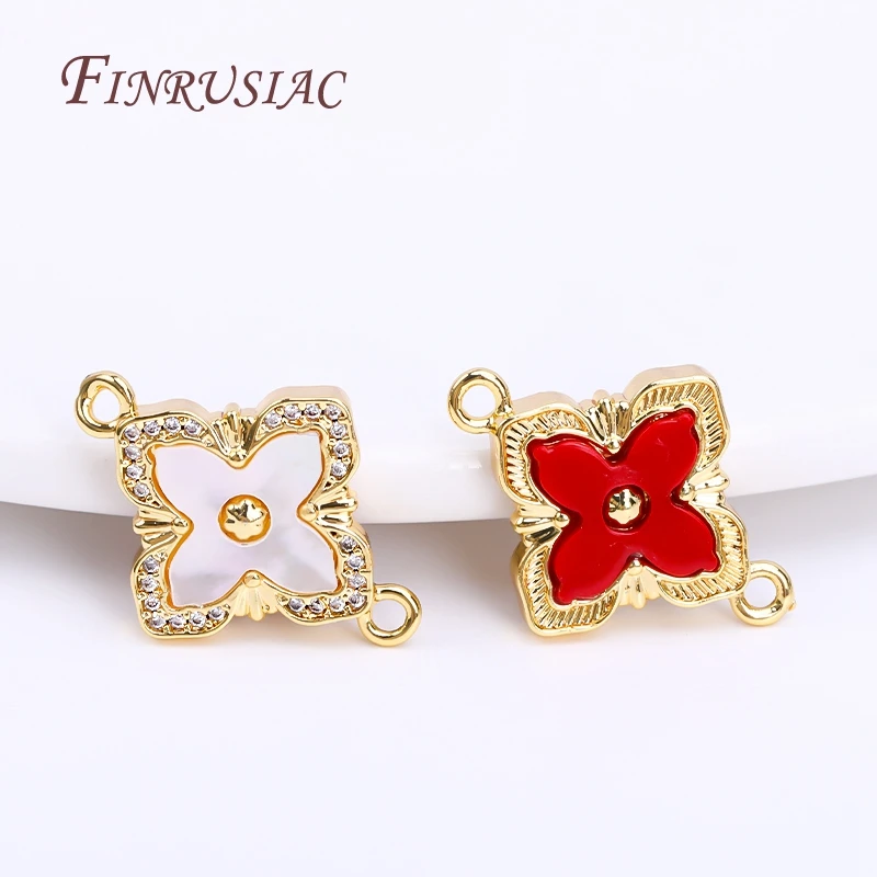 

18K Real Gold Plated Natural Shell Flower Pendant For Necklace Bracelet Making,Wholesale Connector Charms DIY Jewelry Crafts