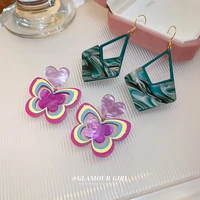 minar korean style 2 styles colorful arcylic geometric butterfly earring for women simulation wings hanging drop earrings gift