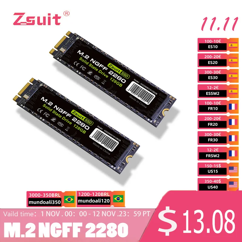 

Внутренний твердотельный накопитель Z-suit M2 2280 SSD M.2 SATA 128 ГБ 256 ГБ 512 ГБ ТБ HDD 120G 240G NGFF SSD, жесткий диск для ноутбука