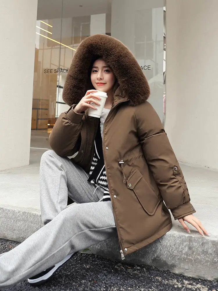 Vielleicht 2022 New Women's Winter Jacket Hooded Short Thick Warm Cotton Padded Jackets Parkas Woman Candy Color Winter Coat