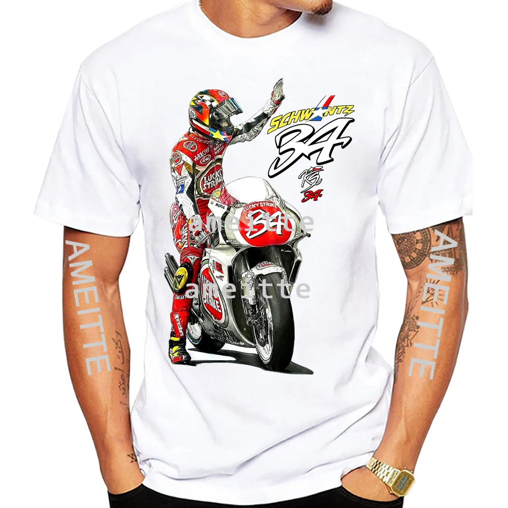Kevin Schwantz 34 GP 500cc Legend T-Shirt New Men Short Sleeve Hip Hop Sport Boy Casual White Tops Man Motorcycle Riding Tees
