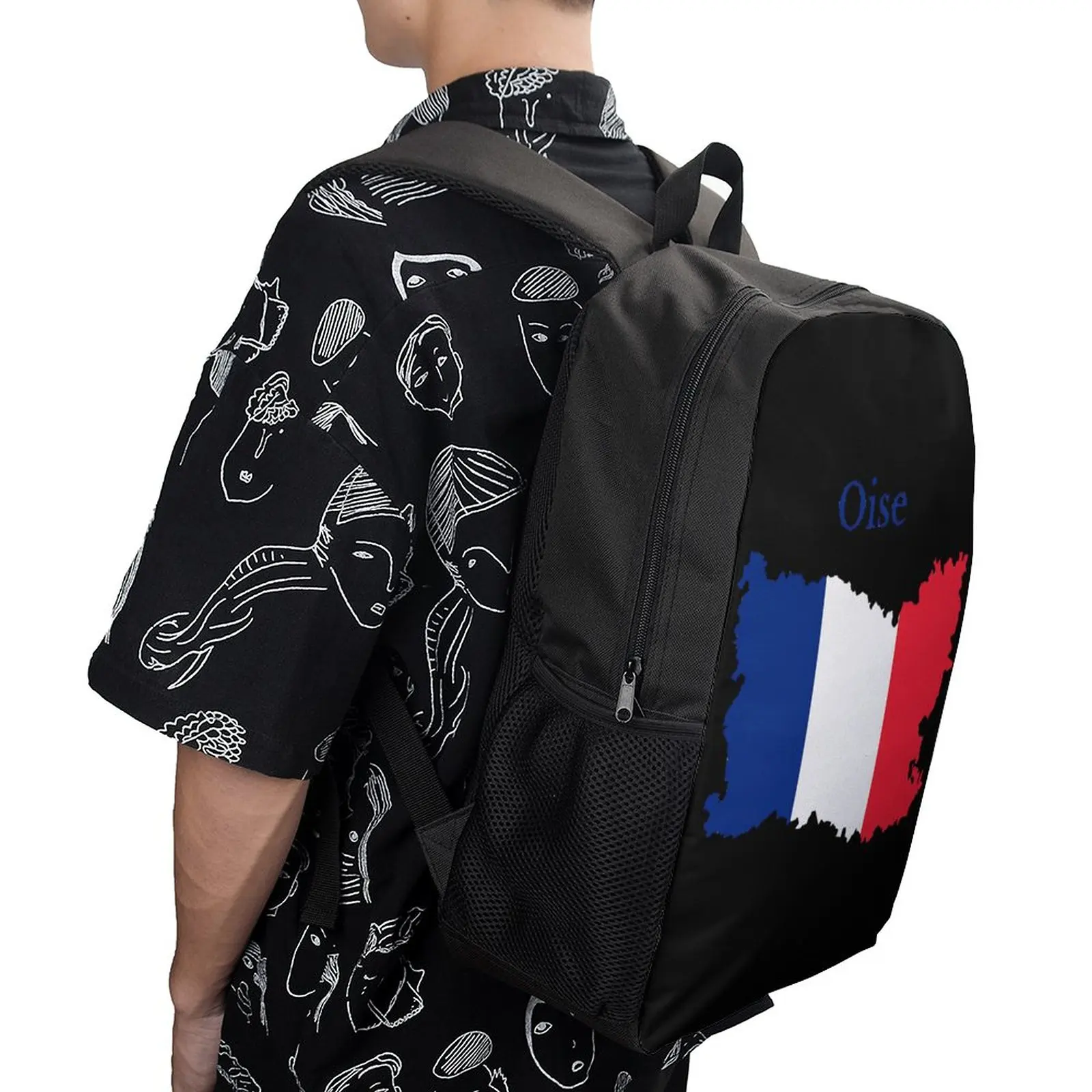 17 Inch Shoulder Backpack Oise Map France French Departmenthk Durable Graphic Cool Cozy  Sports Activities Field Pack