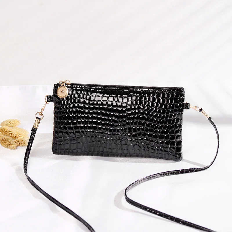 

MINI Crocodile Stripe Square bag For Women Black Soft Small Purse Of Women Multifunctional Shoulder bag