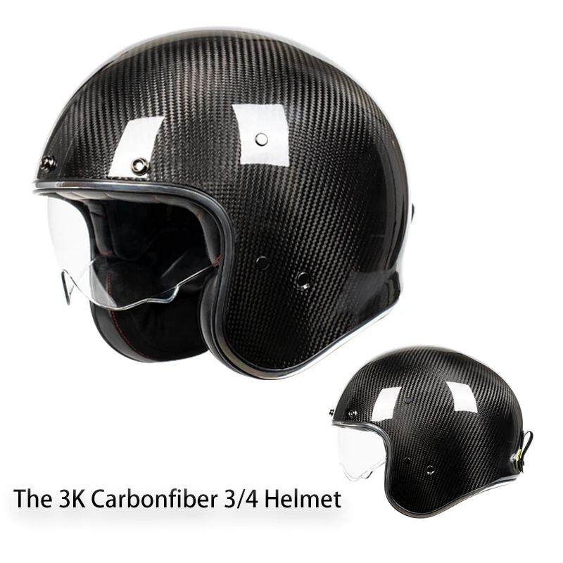 

Легкие мотоциклетные шлемы змея из углеродного волокна с открытым лицом 3/4 шлем для гонок езды безопасные мотоциклетные шлемы для походов мужские со встроенными линзами
