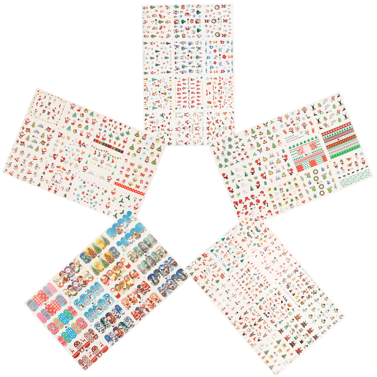 

5 Sheets Christmas Santa Claus Nail Stickers Nail Decals DIY Nail Decorations