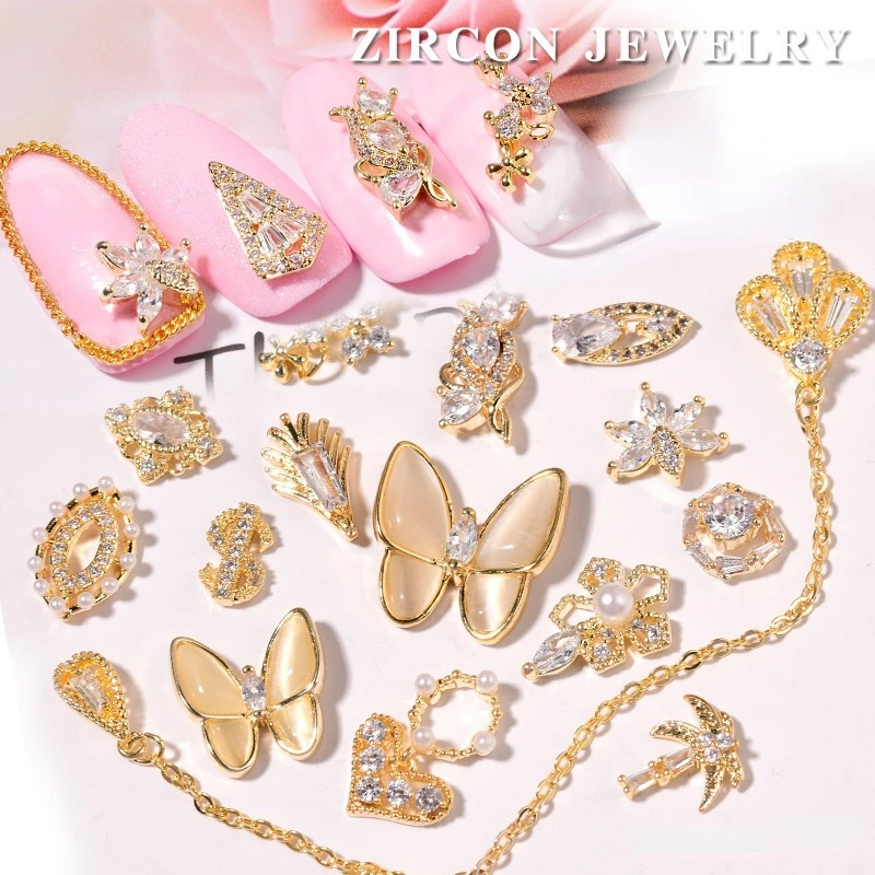 

3PCS Nail Art Butterfly Jewelry Zircon Chain Metal Chain Super Flash Luxury Nail Jewelry Nail Art Decoration Diamond