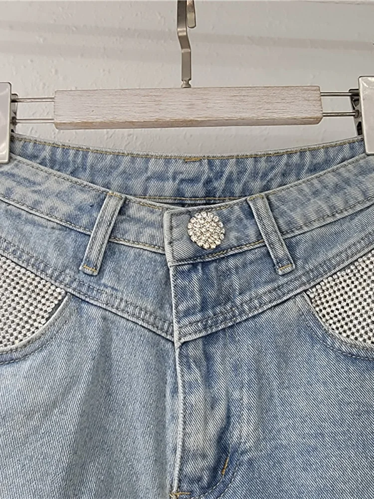 Женские джинсы с завышенной талией DEAT короткие джинсовые брюки широкими