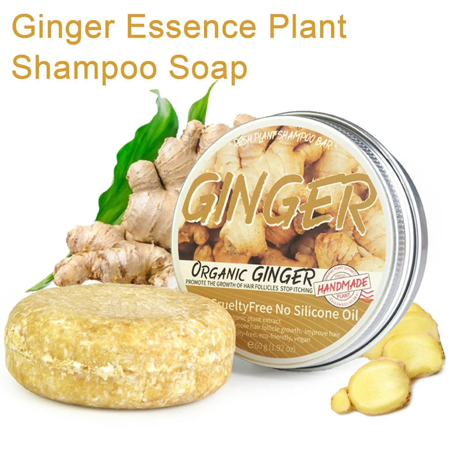 

New 60g Ginger Polygonum Soap Shampoo Soap Cold Processed Soap Hair Shampoo Bar Pure Plant Hair Shampoos Loss Hair Care Shampoo