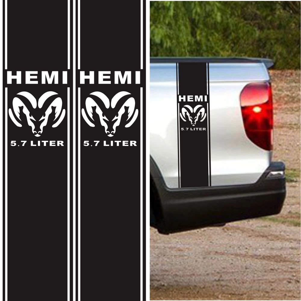 

Wholesale 2Pcs Car Stickers for Dodge Ram 1500 RT HEMI Truck Bed Box Colorful Graphic Stripe Decal Sticker for Custom Mopar