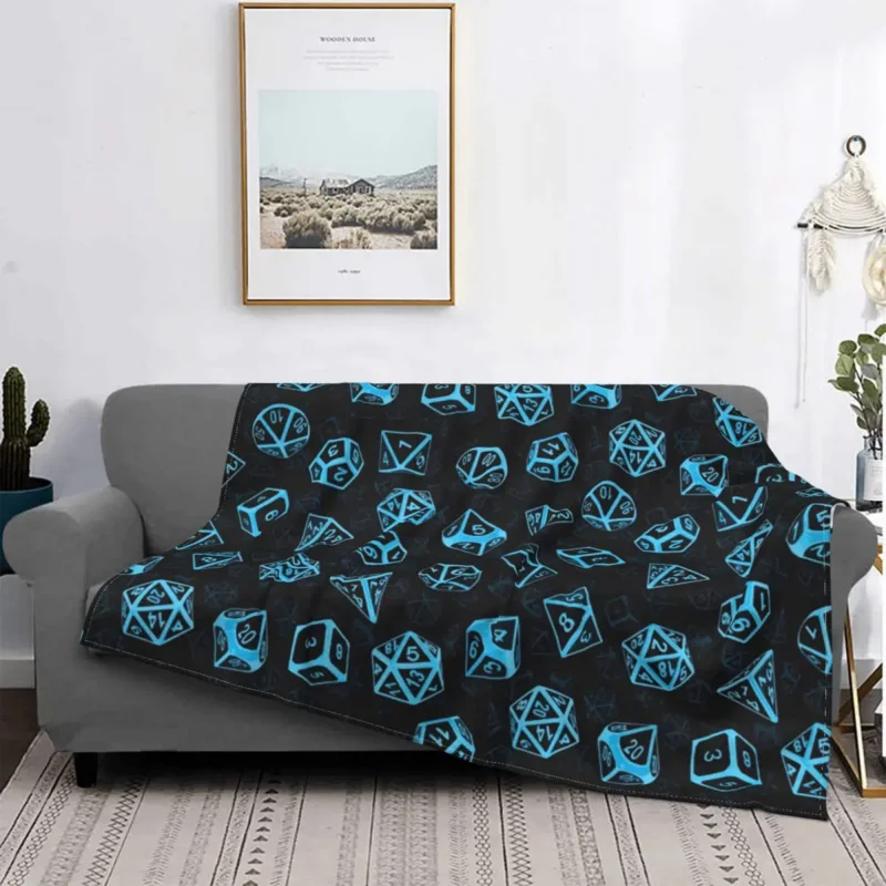 

D20 Dice Set Pattern Dnd Blanket Flannel Throw Blanket Bedroom Sofa Decoration Lightweight Bedspread
