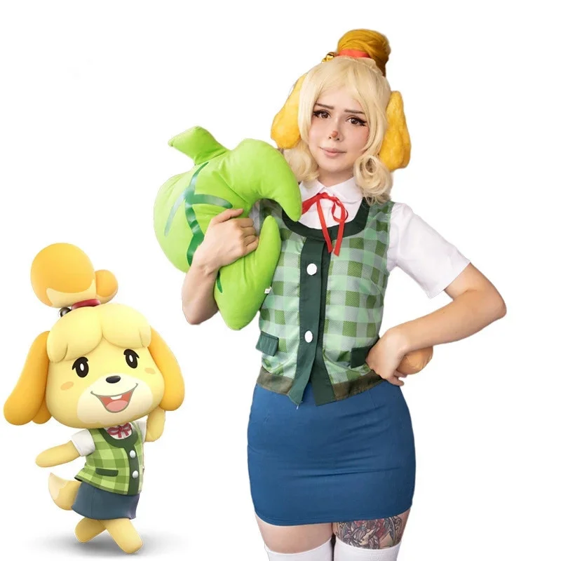 

Animal Crossing Isabelle Cosplay Costume Game Animal Crossing New Horizons Costume Women Uniform Outfit Tail Headwear