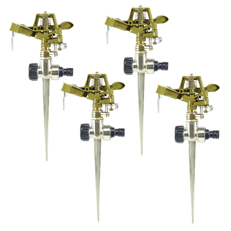 4Pcs Pulsating Sprinklers With Brass Nozzle Garden Sprinklers Forarea Lawn Patio Garden