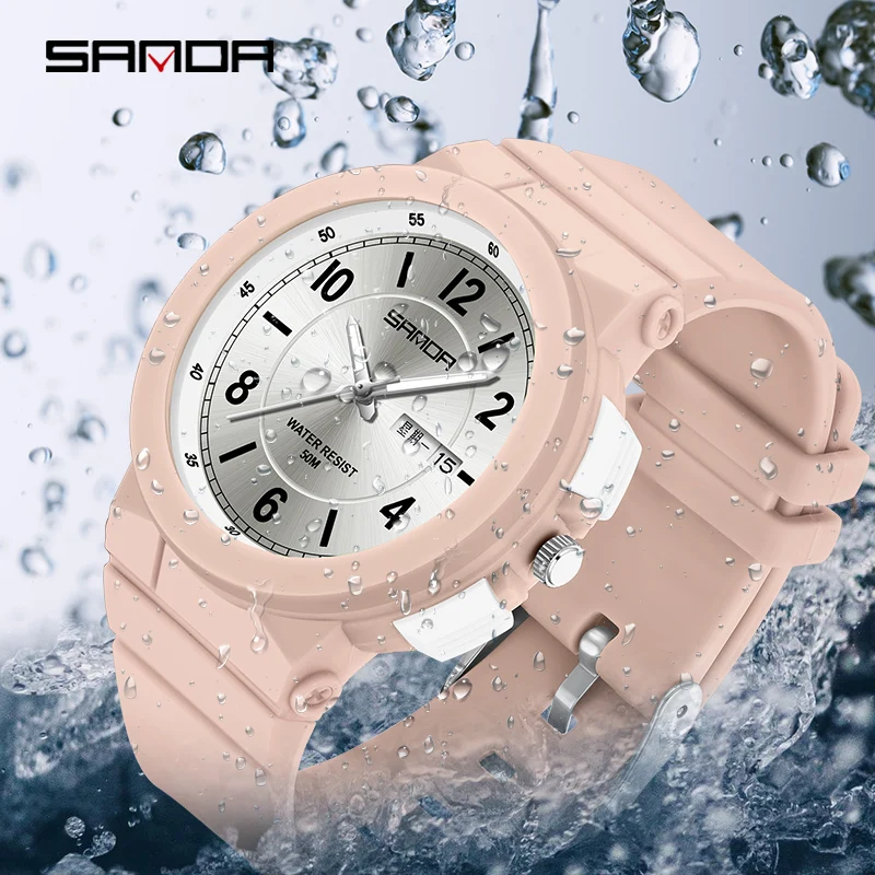 Enlarge SANDA 2023 New Casual Women's Watches Waterproof Fashion Quartz Watch Women Wristwatches for Female Clock Relogio Feminino 6097