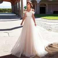 luxury wedding dress crystal sashes exquisite appliques off the shoulder tulle elegant princess vestido de novia for women
