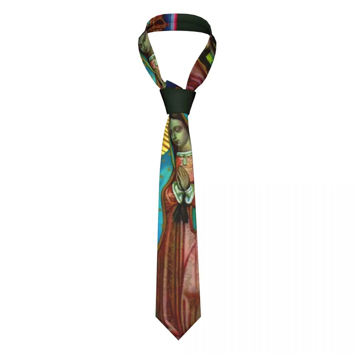 

Virgin Mary Zarape Tie Our Lady of Guadalupe Blouse Fashion Neck Ties Office Polyester Silk Accessories For Man Cravat