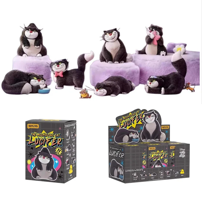 Фото Оригинальные 52 игрушки Disney Lucifer Blind Box, фигурка аниме, игрушки Kawaii Bad Cat, серия Люцифер, слепая коробка, игрушка, подарки на день рождения для детей №1